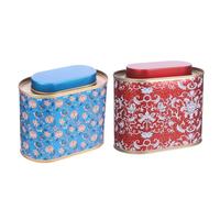 2-Pack Large Tea Tins for Loose Tea With Lid - Metal Sealed Jar Tea Canister Oval Shape 3.53~7oz Small Tin Cans Loose Tea Storage Kitchen Canisters Tea Bag Organizer, Coffee, Candy, Herbs Canister
