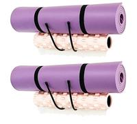2 Pack Large Wall Mount Yoga Mat Storage Rack, Wall Shelf Organizer for Wheels, Foam Roller, Stretching Strap & Resistance Bands, Towel etcs, for Home Gym School Office
