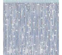 2 Pack Laser Silver Foil Fringe Curtains Streamers Party Decorations 3.3 x 8.2 ft, Pink Tinsel Curtain Fringe Backdrop for Parties, Door Fringe Birthday Streamers, Barbie Backdrop Birthday Decorations