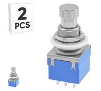 2-Pack Latching Foot Switch, ON-Off 3PDT 9Pin 12mm/0.47" Heavy Duty 6A Self Lock Footswitch Push Button Switches for Guitar Effect Pedal