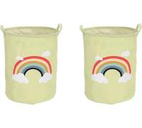 2 Pack Laundry Hamper Storage Bins Nursery Hamper Canvas Foldable Large Storage Baskets for Kids Toys Room Nursery Home Gift Basket Bedroom Clothes.