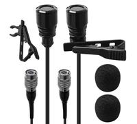 2 Pack Lavalier Lapel Microphone for Audio Technica Unidirectional Condenser Clip-on Lapel Mic Hirose 4 Pin Female Connector Work for Vlog Interview Teaching,Hand-Free,Black