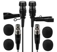 2 Pack Lavalier Lapel Microphone Unidirectional Condenser Clip-on Lapel Mic Mini XLR 4 Pin TA4F Plug Mic Only for Shure,Work for Vlog,Interview,Teaching,Hand-Free,Black