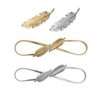 2 Pack Leaf Elastic Waistband with Hairpins 2 Pieces Metal Trim Belt Belt Dress Accessories Embellishment Dress for Women Party Dresses Wedding (Gold,Silver, gold, M