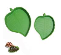 2 Pack Leaf Shape Reptile Food and Water Bowl Set, Small and Large Sizes Tortoise Feeding Dish for Bearded Dragon Gecko Corn Snake