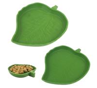 2 Pack Leaf-Shaped Tortoise Bowls - Stone Reptile Food & Water Dishes, Non-Tip Dual-Use Feeding Dish for Turtle/Tortoise Habitat & Terrarium Accessories