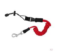 2-pack Leash with Elastic TPU Cord And Copper Twist Lock Tether for Attaching Paddles for Fishing Boat Trips, Red, 140cm