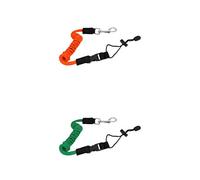 2-pack Leash with Elastic TPU Cord And Copper Twist Lock Tether for Attaching Paddles for Fishing Boat Trips, Orange Green, 140cm
