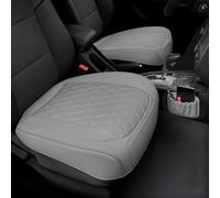 2 Pack Leather Front Car Seat Cover Bottom Car Seat, Anti-Slip and Full Wrap Driver Car Seat Protectors with Storage Pocket, Luxury Waterproof Bottom Auto Seat Cushion Pad Mat for Most Vehicles(Grey)