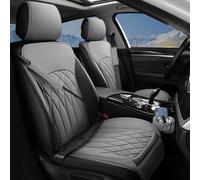 2 Pack Leather Front Car Seat Covers, Universal Sideless Car Seat Protectors with Storage Pocket and Seat Belt Pads, Waterproof Vehicle Seat Cover Automotive Seat Cushions for Cars Trucks SUV(Grey)