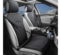 2 Pack Leather Front Car Seat Covers, Universal Sideless Car Seat Protectors with Storage Pocket and Seat Belt Pads, Waterproof Vehicle Seat Cover Automotive Seat Cushions for Cars Trucks SUV(Black)