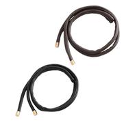 2 Pack Leather Hair Bands for Ponytails, Gentle Hold | Smooth Finish, Flexible Wire Core, Black and Brown Set, for Formal Events and On-the-go Styling