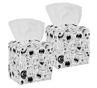 2 pack Leather Tissue Box Cover - Monsters Halloween 2 Tissue Box Holder Decorative for Bathroom, Home Office Decor
