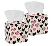 2 pack Leather Tissue Box Cover - Romantic Love Sign (2) Tissue Box Holder Decorative for Bathroom, Home Office Decor