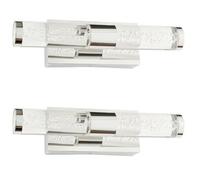 Loops 2 PACK LED Bathroom Twin Wall Light 2x 3W Warm White IP44 Modern Slim Strip Lamp Loops White