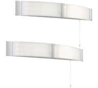 2 Pack Led Bathroom Wall Light 2X 6W Cool White Ip44 Curved Chrome Mirror Lamp