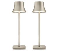 2 Pack LED Cordless Table Lamps Rechargeable,5000mAh Battery Operated Table Light,3 Color Stepless Dimming,Portable Small Desk Lamp in Aluminum for Party Patio Restaurant Indoor/Outdoor(Silver)