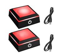 2 Pack LED Display Pedestals, Round/Square Black LED Light Display Base, Multicolor LED Display Base for Crystals with Sensitive Touch Switch for Glass Art Ornaments (square)