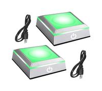 2 Pack LED Display Pedestals, Round/Square Black LED Light Display Base, Multicolor LED Display Base for Crystals with Sensitive Touch Switch for Glass Art Ornaments (square concave)