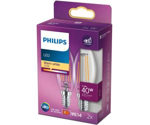 2-pack LED E14 Crown 4.3W (40W) Clear 470lm