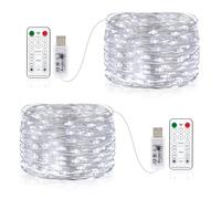 [2 Pack] Led Fairy Lights, 10M 100Leds USB Plug in Powered Lights Waterproof 8 Modes Fairy LED Nights Lights with Remote Timer for Indoor Outdoor Party Wedding Christmas Tapestry Decorations