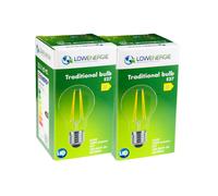 (2 Pack) LED Filament Light Bulb A60 GLS Traditional Bulb E27 Screw 6.6w equiv brightness 100w Warm White 2700K Energy Saving
