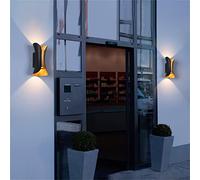 2 Pack LED Garden Wall Lights Black Indoor Outdoor Uplighter Downlighter Waterproof IP65 Modern 10W d Aluminum Up Down Warm White Wall Sconce Living Room Hall Staise Bathroom