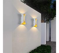 2 Pack LED Garden Wall Lights Black Indoor Outdoor Uplighter Downlighter Waterproof IP65 Modern 10W d Aluminum Up Down Warm White Wall Sconce Living Room Hall Staise Bathroom