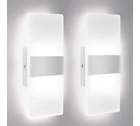 2-Pack LED Indoor Wall Lights, 12W, 6000K, Cool White, Acrylic (2-Pack, Cool White)