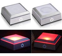2 Pack LED Light Base Show Stand Display Plate Multicolor Display Light Base 6 Light Modes for 3D Crystal Glass Art with Sensitive Touch Switch