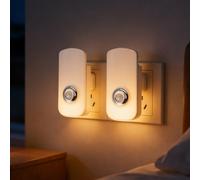 2 Pack LED Motion Sensor Night Light, Wall Plug-in, 3000K Warm White, Auto On/Off for Hallway, Stairs, Kitchen, Bedroom & Toilet, Safe & Energy-Efficient