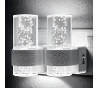 2 Pack LED Night Light Plug in Wall Dimmable Plug in Lights for Hallway, 0-100LM, 5000K Cool White Plugin Night Light with Dusk to Dawn Sensor, for Hallway Bedroom Kitchen Stair