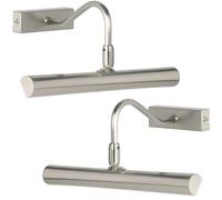 Loops 2 PACK LED Picture Wall Light 2.5W Warm White Satin Chrome Over Head Down Lamp Loops White