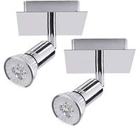 2 Pack LED Spot Ceiling Spotlight Indoor 3W LED Adjustable Ceiling Spots Ceiling Lamp Included 90 ° Swivel Design Brushed Chrome-Surface Mount Square Single Head Wall Spot Lighting Interesting