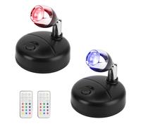 2 Pack Led Spotlight, RGB Spotlight Ceiling Spots Wall Light, Battery Operated Spot Lights with 13 Light Colours and Timer, 180°/350° Rotate Freely Kitchen Spotlights for Home, Corridor