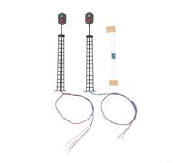 2-Pack LED Train Signals 1:87 Scale with Resistors Included | 83mm steel column, ABS base, 1:87 scale ratio, for durable metal texture, long-life construction