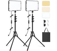 2 Pack LED Video Light with 63'' Tripod Stand, Obeamiu 2500-8500K Dimmable Photography Studio Lighting for Video Film Recording/Collection Portrait/Live Game Streaming/YouTube Podcast, USB Charger