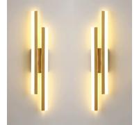 2 Pack LED Wall Sconce Modern Linear Wall lamp Gold Long Strip Wall Light Fixture Acrylic Shade, 3000K/4000K/6000K Adjustable, 19.6" Indoor Aluminum Hardwired Wall scocnes