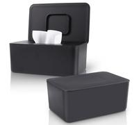 2 Pack LEQXGO Baby Wipes Dispenser, Wipes Dispenser Baby Wipes Case, Baby Wipe Holder for Fresh Wipes, Non-Slip Wipes Case, Wipe Container with Sealing Design Lid (2 Black)