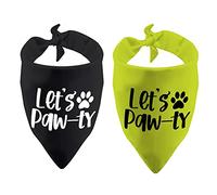 2 Pack Let's Paw-ty Dog Bandana Birthday Bandana Party Bandana Animal Neckwear (Let's Paw-ty)