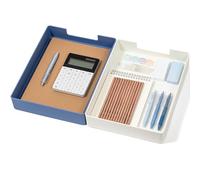 2 Pack Letter Tray Plastic Organizer Accessory Tray, Office Desktop File Paper Holder,Anti-Skid Stacking for Office Supplies for Storing Documents, Magazines and Paper 33 x 24.5 x 5.7cm White & Blue