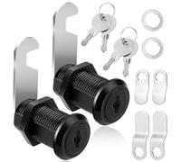 2 Pack Letterbox Lock, Black Cam Lock, Mailbox Drawer Cabinet Locks Cam Locks with 4 Keys, Different Lock Plates, RV Storage Lever Locks Replacement for File Cabinet Doors