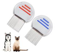 2 Pack Lice Combs, Stainless Steel Hair Combs for Lice Treatment, Double Sided Teeth Combs for Pets Adults Kids