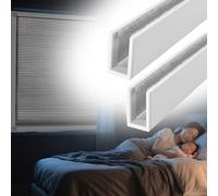2 Pack Light Blockers Blackout Side Tracks, 20 30 34 40 50 66 inch Light Blocking Strips for Roller Blinds, Aluminium U Channel for Window Shades(White 2 pcs,112cm(44.1in))