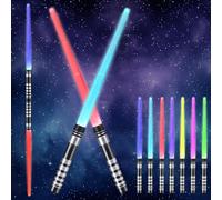 2 Pack Light Saber for Kids, Light Up Saber with Sound, 7 Colors Retractable Lightsaber, LED Colour Changing Light Up Sword Toy for Adult Kids Halloween Xmas Gift Dress Parties Cosplay Fighters