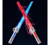 2 Pack Light Saber for Kids, Light Up Saber with Sound, LED Colour Changing Lightsaber with 24 Colors, Rechargeable Retractable Sword Toys for Adult Kids Halloween Xmas Gift Dress Parties Cosplay