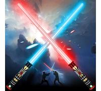 2 Pack Light Saber with Sound, Retractable Light Up Saber for Kids Adults, 3 Colors Variable Lightsaber Light Sword Toys Set Suitable for Kids Boy 3-8, Blue, Red, Purple Light Savers Party