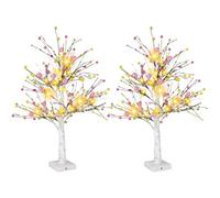 2 Pack Lighted Birch Tree Lights, 24 Inch Easter Egg Tree with 24 LED Lights, Battery Powered Artificial Twig Tree for Easter Party Christmas Home Spring Decoration