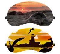 2 Pack Lighthouse Albatross Bird Sunset Silhouette Sleep Mask, Light Blocking Sleeping Eye Mask for Women Men, Night Blindfold, Breathable Eye Mask Cover