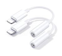 2 Pack Lightning to 3.5mm Headphone Adapter【Apple MFi Certified】 iPhone Aux Adapter Audio Cable Jack Adaptor Dongle Aux Earphone Converter Compatible with iPhone 14 13 12 11 XR XS Max X 8 7 6 iPad